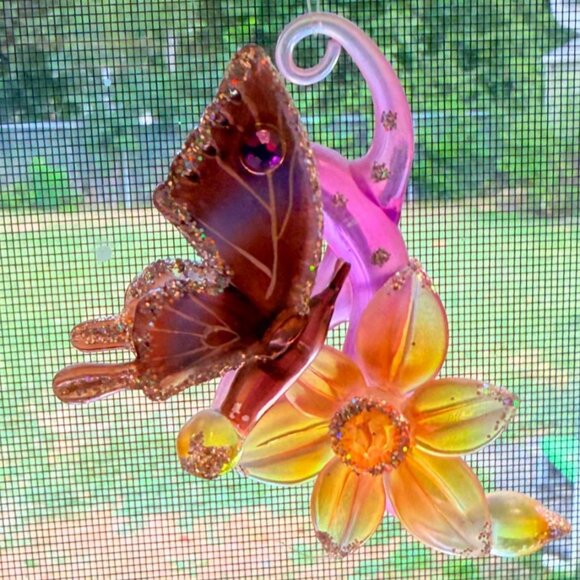 Ashton Drake Heirloom Butterfly Ornament Glass VTG Daffodils Delight Artistic - Picture 9 of 14